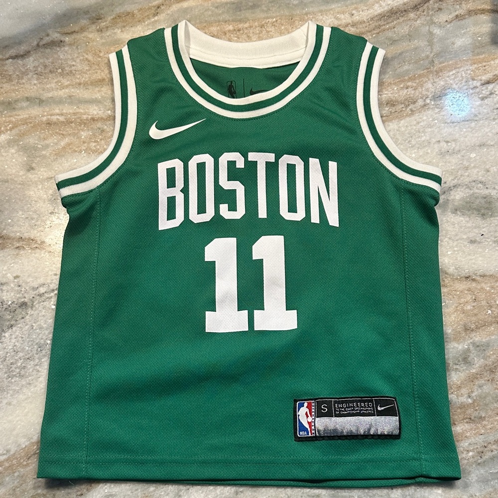 Nike Green and White Celtics Jersey: Irving #11